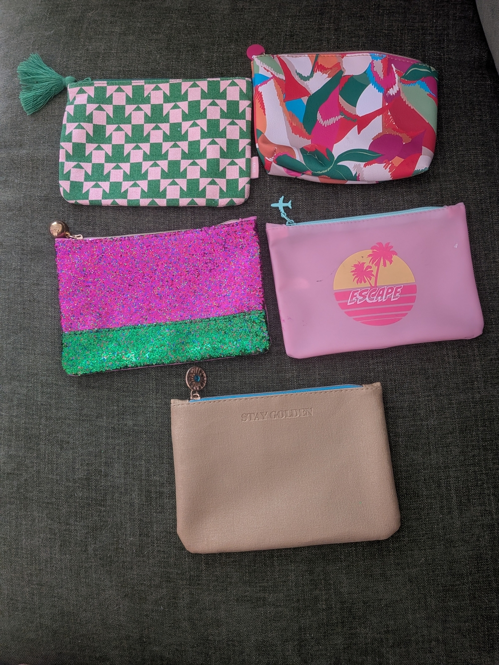 Ipsy Make Up Bags Lot Of 5  Bags Only Sparkle, Charm, Small Bag, Travel, Party